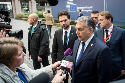  Orbán Viktor miniszterelnök Brüsszelben magyar újságíróknak nyilatkozik az Európai Tanács ülése előtt Fotó: Botár Gergely/kormany.hu
