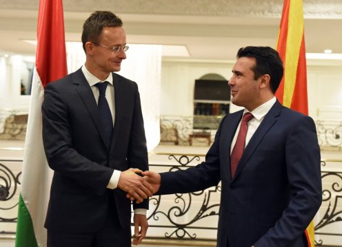 Szijjártó Péter és és Zoran Zaev macedón miniszterelnök Fotó: KKM