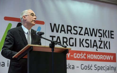 Balog Zoltán beszédet mond a Varsói Nemzetközi Könyvvásár megnyitóján Fotó: Marcin Obara/APA/MTI