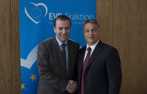 Manfred Weber, az Európai Néppárt frakcióvezetője és Orbán Viktor miniszterelnök - Fotó: Burger Barna