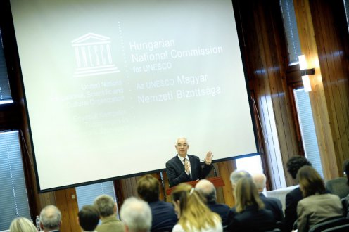 Balog Zoltán az UNESCO magyar nemzeti bizottságának csütörtöki budapesti közgyűlésén Fotó: Bartos Gyula/EMMI