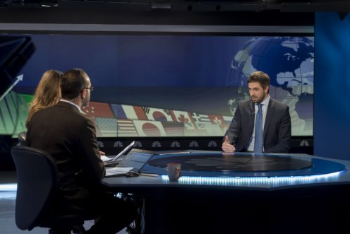 Magyar Levente interjút ad a CNBC Arabica JALSAT SHOW című műsorában. Fotó:KKM